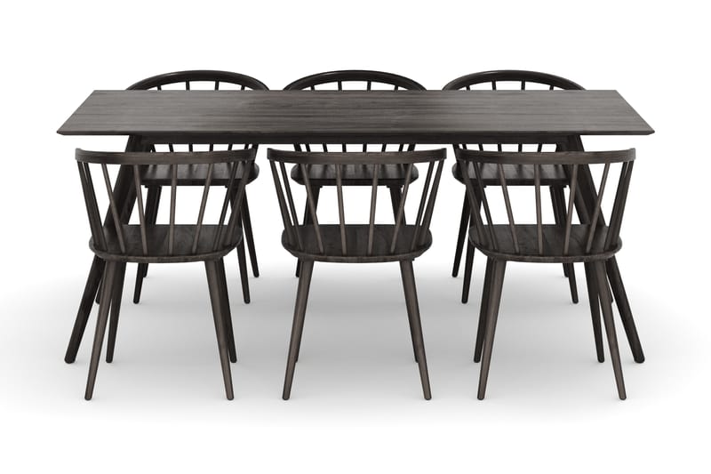 Tyrö Matgrupp med 6 st Tyrö Karmstolar - Smoked Oak/Smoked Oak - Möbler - Bord & matgrupp - Matgrupp