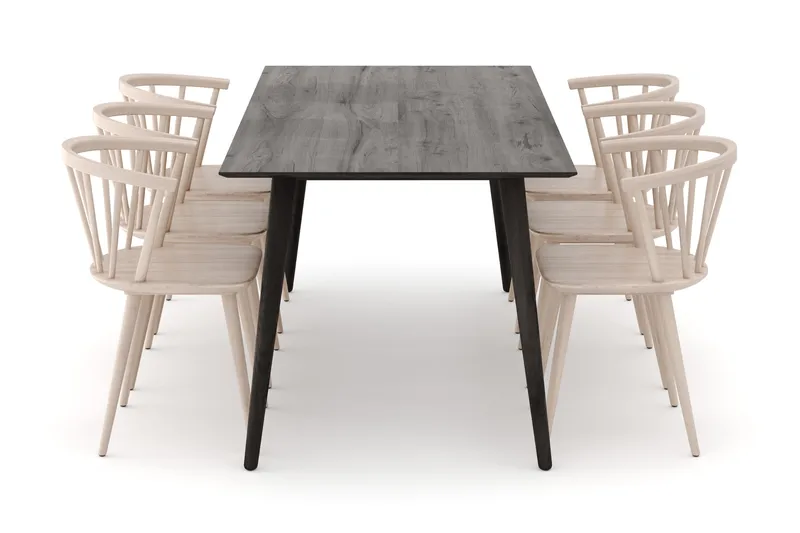 Tyrö Matgrupp med 6 st Tyrö Karmstolar - Smoked Oak/Whitewash - Möbler - Bord & matgrupp - Matgrupp