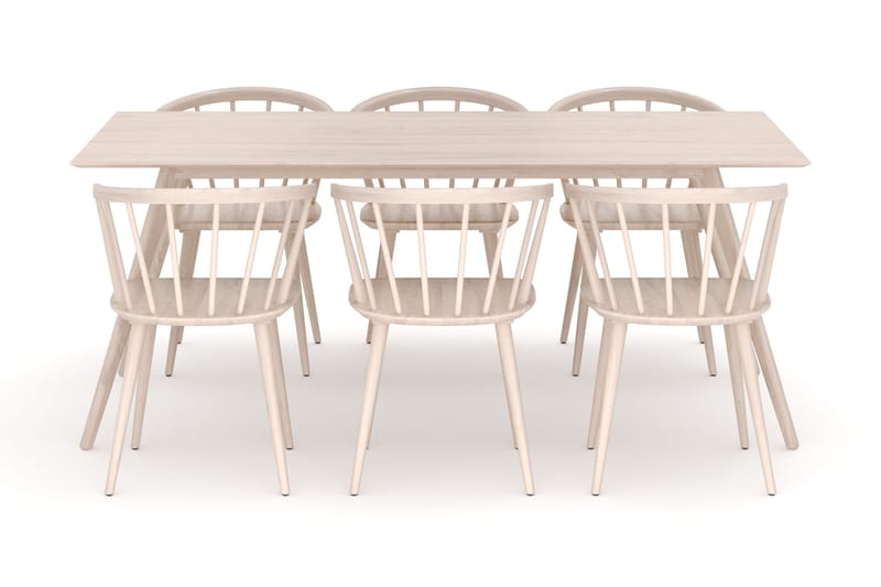 Tyrö Matgrupp med 6 st Tyrö Karmstolar - Whitewash/Whitewash - Möbler - Bord & matgrupp - Matgrupp