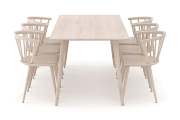 Tyrö Matgrupp med 6 st Tyrö Karmstolar - Whitewash/Whitewash - Möbler - Bord & matgrupp - Matgrupp