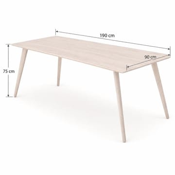 Tyrö Rektangulär Matbord & köksbord 190x90 cm Askträ - Whitewash - Möbler - Bord & matgrupp - Matbord & köksbord