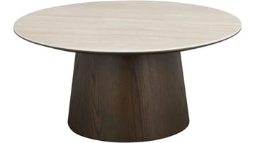 Ullern 90 cm Runt Soffbord i Keramik med Träunderrede - Ljusbeige - Möbler - Bord & matgrupp - Soffbord