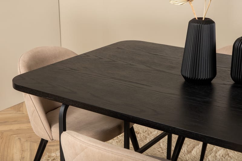 Uno Matgrupp 200 cm Rektangulär med 6 Velvet stolar - Beige - Möbler - Bord & matgrupp - Matgrupp