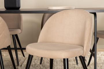 Uno Matgrupp 200 cm Rektangulär med 6 Velvet stolar - Beige - Möbler - Bord & matgrupp - Matgrupp