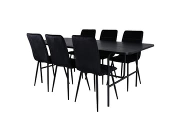 Uno Matgrupp 200 cm Rektangulär med 6 Windu Lyx stolar - Svart - Möbler - Bord & matgrupp - Matgrupp