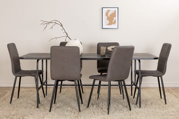 Uno Matgrupp 200 cm Rektangulär med 6 Windu Lyx stolar - Svart - Möbler - Bord & matgrupp - Matgrupp