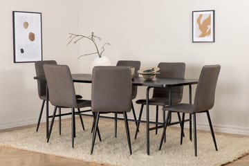 Uno Matgrupp 200 cm Rektangulär med 6 Windu Lyx stolar - Svart - Möbler - Bord & matgrupp - Matgrupp