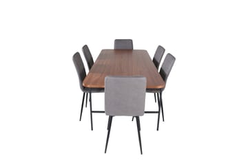 Uno Matgrupp 200 cm Rektangulär med 6 Windu Lyx stolar - Svart - Möbler - Bord & matgrupp - Matgrupp