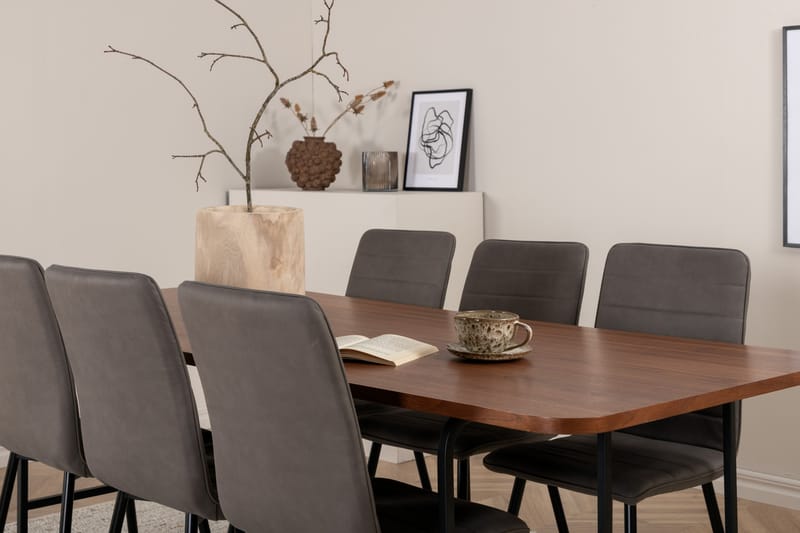 Uno Matgrupp 200 cm Rektangul�är med 6 Windu Lyx stolar - Svart - Möbler - Bord & matgrupp - Matgrupp