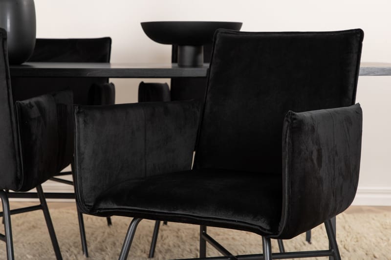 Unos Matgrupp 200 cm Rektangulär med 4 Petra stolar - Svart - Möbler - Bord & matgrupp - Matgrupp