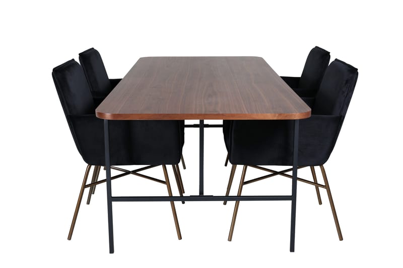 Unos Matgrupp 200 cm Rektangulär med 4 Petra stolar, Svart