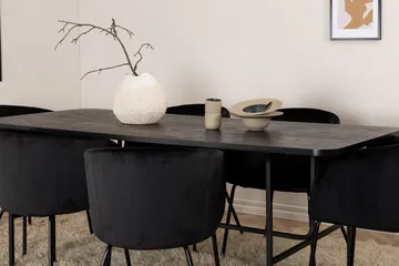 Unos Matgrupp 200 cm Rektangulär med 6 Berit stolar - Svart - Möbler - Bord & matgrupp - Matgrupp