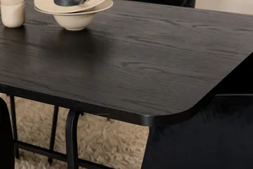 Unos Matgrupp 200 cm Rektangulär med 6 Berit stolar - Svart - Möbler - Bord & matgrupp - Matgrupp