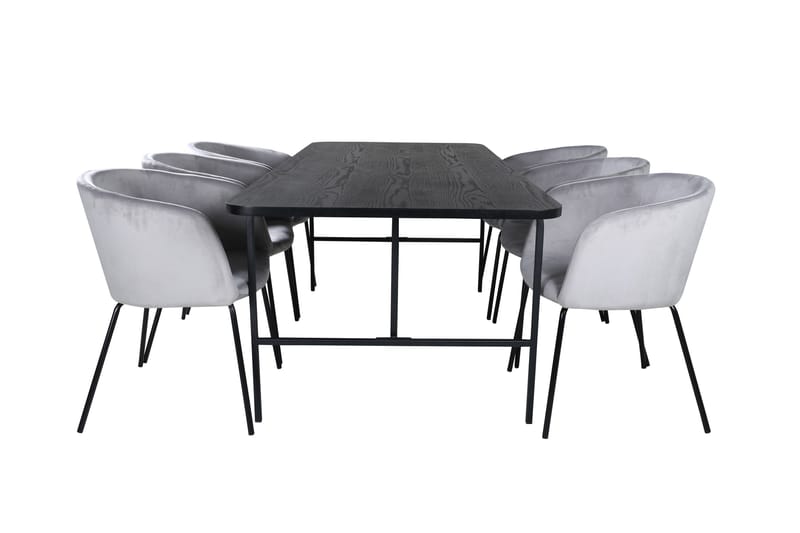 Unos Matgrupp 200 cm Rektangulär med 6 Berit stolar, Svart