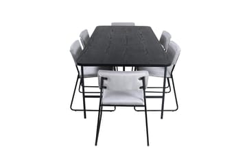 Unos Matgrupp 200 cm Rektangulär med 6 Kenth stolar - Svart - Möbler - Bord & matgrupp - Matgrupp