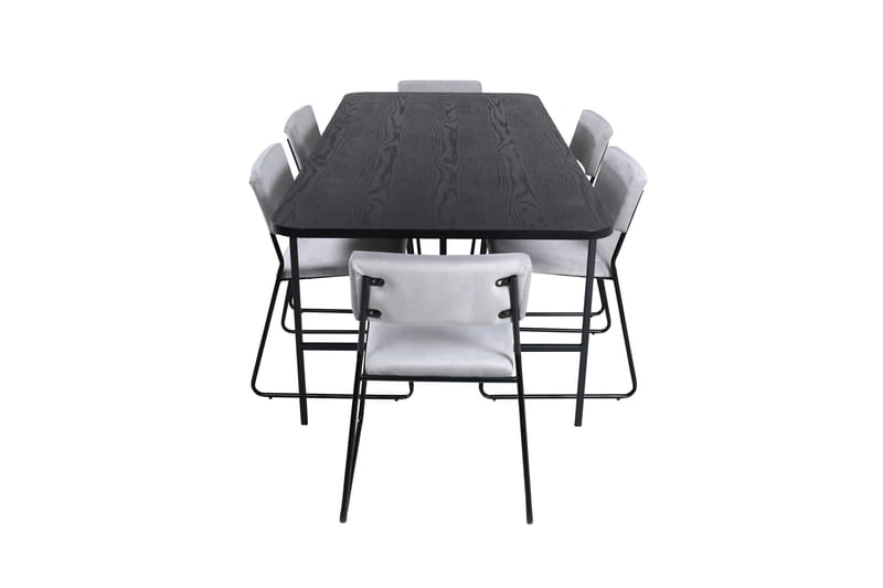 Unos Matgrupp 200 cm Rektangulär med 6 Kenth stolar - Svart - Möbler - Bord & matgrupp - Matgrupp