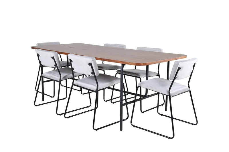 Unos Matgrupp 200 cm Rektangulär med 6 Kenth stolar, Svart