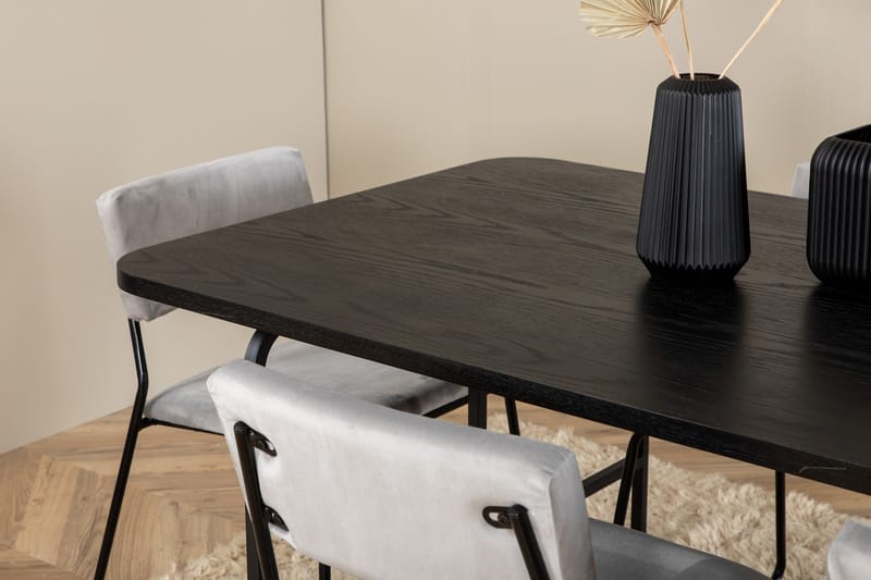 Unos Matgrupp 200 cm Rektangulär med 6 Kenth stolar - Svart - Möbler - Bord & matgrupp - Matgrupp