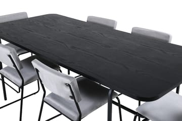 Unos Matgrupp 200 cm Rektangulär med 6 Kenth stolar - Svart - Möbler - Bord & matgrupp - Matgrupp