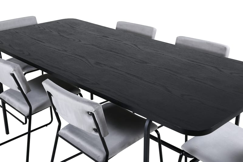 Unos Matgrupp 200 cm Rektangulär med 6 Kenth stolar - Svart - Möbler - Bord & matgrupp - Matgrupp