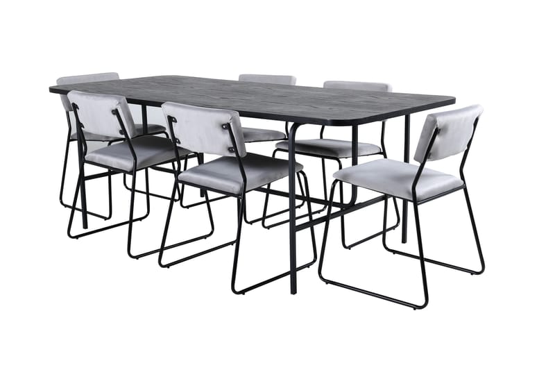 Unos Matgrupp 200 cm Rektangulär med 6 Kenth stolar - Svart - Möbler - Bord & matgrupp - Matgrupp