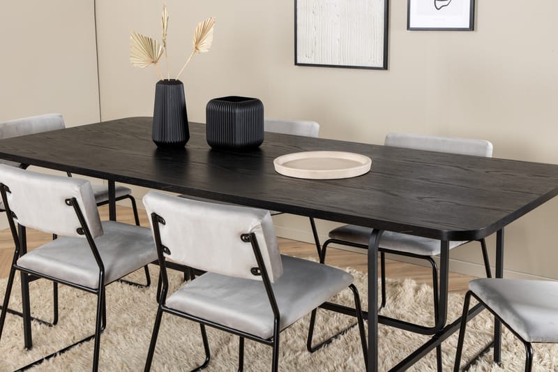 Unos Matgrupp 200 cm Rektangulär med 6 Kenth stolar - Svart - Möbler - Bord & matgrupp - Matgrupp