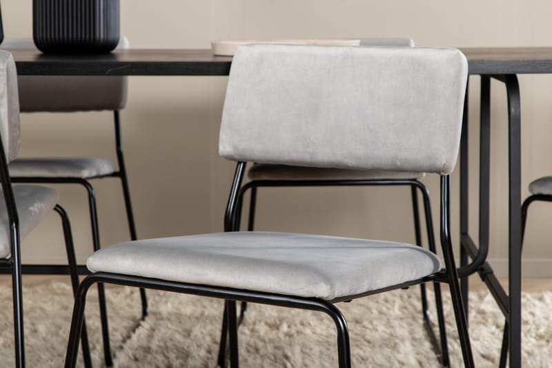 Unos Matgrupp 200 cm Rektangulär med 6 Kenth stolar - Svart - Möbler - Bord & matgrupp - Matgrupp