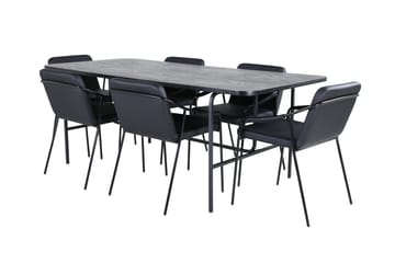 Unos Matgrupp 200 cm Rektangulär med 6 Tvist stolar - Svart - Möbler - Bord & matgrupp - Matgrupp