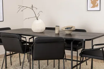Unos Matgrupp 200 cm Rektangulär med 6 Tvist stolar - Svart - Möbler - Bord & matgrupp - Matgrupp