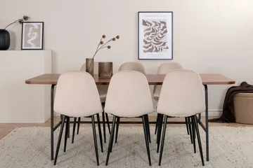 Unos Matgrupp 200 cm Rektangulär med 6 Polar stolar - Beige - Möbler - Bord & matgrupp - Matgrupp