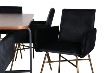 Unos Matgrupp 200 cm Rektangulär med 6 Petra stolar - Svart - Möbler - Bord & matgrupp - Matgrupp