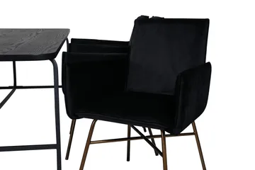 Unos Matgrupp 200 cm Rektangulär med 6 Petra stolar - Svart - Möbler - Bord & matgrupp - Matgrupp