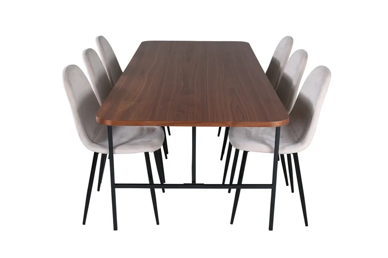 Unos Matgrupp 200 cm Rektangulär med 6 Polar stolar - Beige - Möbler - Bord & matgrupp - Matgrupp