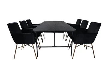 Unos Matgrupp 200 cm Rektangulär med 6 Petra stolar - Svart - Möbler - Bord & matgrupp - Matgrupp