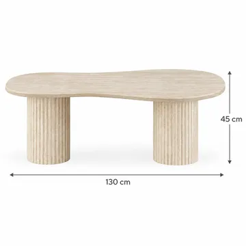 Uppveda Asymmetriskt Soffbord 130x70 cm med Travertinutseende - Beige - Möbler - Bord & matgrupp - Soffbord