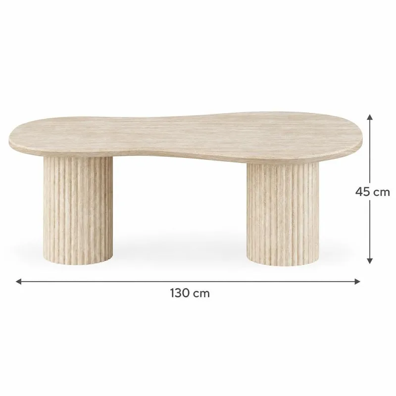 Uppveda Asymmetriskt Soffbord 130x70 cm med Travertinutseende - Beige - Möbler - Bord & matgrupp - Soffbord