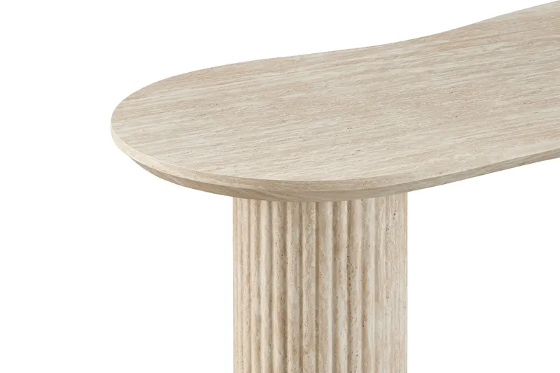 Uppveda Asymmetriskt Soffbord 130x70 cm med Travertinutseende - Beige - Möbler - Bord & matgrupp - Soffbord