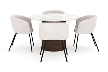 Uppveda Matbord 120 cm Rund med 4 Berit Stolar - Brun - Möbler - Bord & matgrupp - Matgrupp