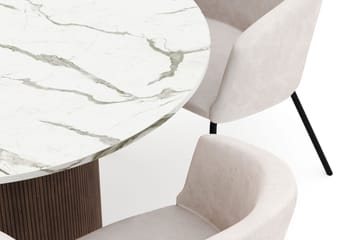 Uppveda Matbord 120 cm Rund med 4 Berit Stolar - Brun - Möbler - Bord & matgrupp - Matgrupp