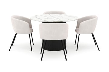 Uppveda Matbord 120 cm Rund med 4 Berit Stolar - Svart/Vit - Möbler - Bord & matgrupp - Matgrupp