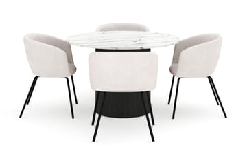 Uppveda Matbord 120 cm Rund med 4 Berit Stolar - Svart/Vit - Möbler - Bord & matgrupp - Matgrupp
