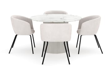 Uppveda Matbord 120 cm Rund med 4 Berit Stolar - Vit - Möbler - Bord & matgrupp - Matgrupp