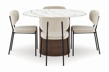 Uppveda Matbord 120 cm Rund med 4 Gemmiano Stolar - Brun - Möbler - Bord & matgrupp - Matgrupp