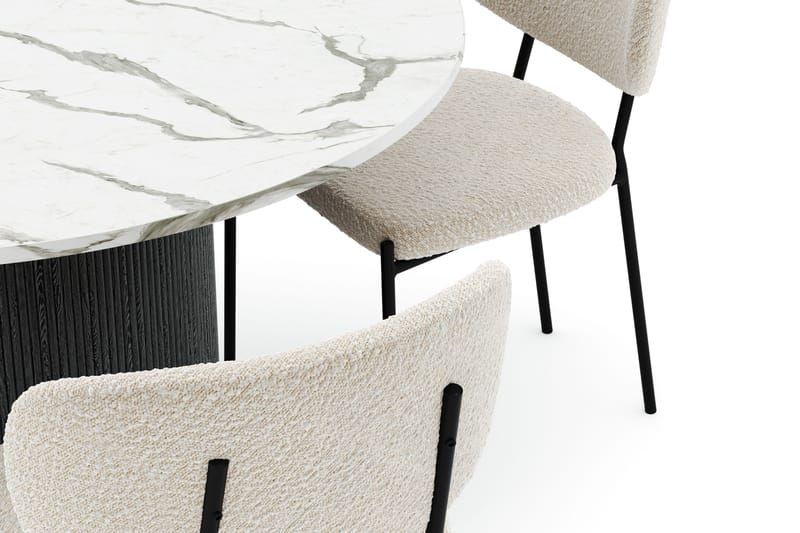 Uppveda Matbord 120 cm Rund med 4 Gemmiano Stolar - Svart/Vit - Möbler - Bord & matgrupp - Matgrupp