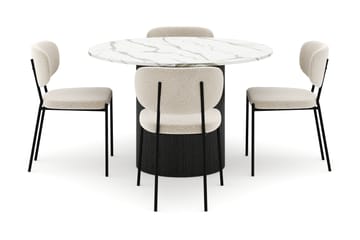 Uppveda Matbord 120 cm Rund med 4 Gemmiano Stolar - Svart/Vit - Möbler - Bord & matgrupp - Matgrupp