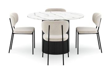 Uppveda Matbord 120 cm Rund med 4 Gemmiano Stolar - Svart/Vit - Möbler - Bord & matgrupp - Matgrupp