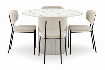 Uppveda Matbord 120 cm Rund med 4 Gemmiano Stolar - Vit - Möbler - Bord & matgrupp - Matgrupp