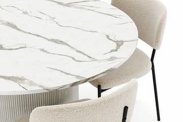 Uppveda Matbord 120 cm Rund med 4 Gemmiano Stolar - Vit - Möbler - Bord & matgrupp - Matgrupp