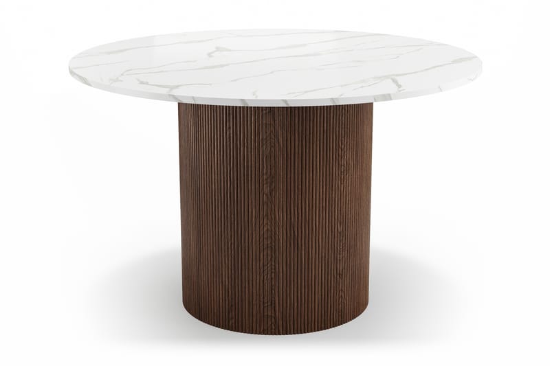 Uppveda Matbord 120 cm Rund med 4 Sawako Stolar - Brun - Möbler - Bord & matgrupp - Matgrupp