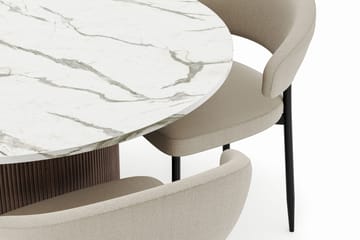 Uppveda Matbord 120 cm Rund med 4 Sawako Stolar - Brun - Möbler - Bord & matgrupp - Matgrupp